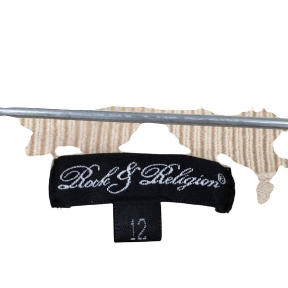 Rock & Religion Bailey Tan V-Neck Sweater - Size 12 - Picture 5 of 7